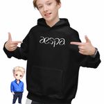 Fashion, accesorii si bijuterii - Copii - Imbracaminte copii - Pulovere si hanorace copii - Hanorac Copii Baieti Aespa Kpop Merch, negru, marime XS Copii - Infinity.ro