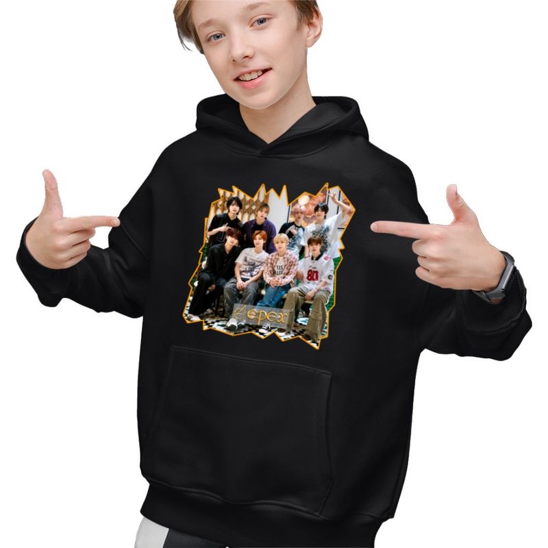 Fashion, accesorii si bijuterii - Copii - Imbracaminte copii - Pulovere si hanorace copii - Hanorac Copii Baieti Epex Kpop Party Merch, negru, marime XS Copii - Infinity.ro