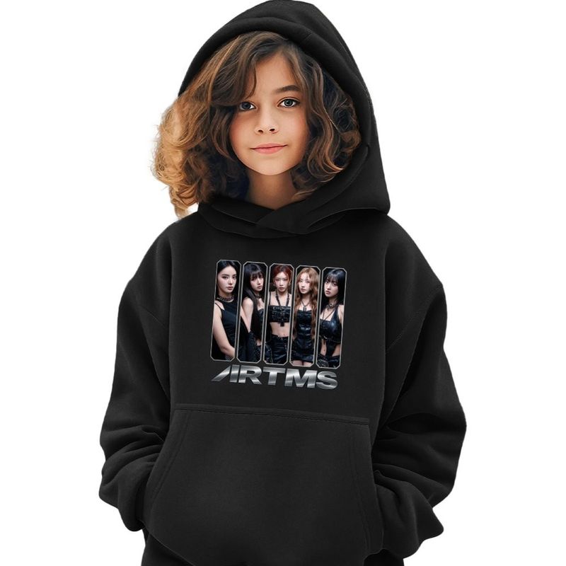 Fashion, accesorii si bijuterii - Copii - Imbracaminte copii - Pulovere si hanorace copii - Hanorac Copii Fete Artms Kpop Party Merch, negru, marime XS Copii - Infinity.ro