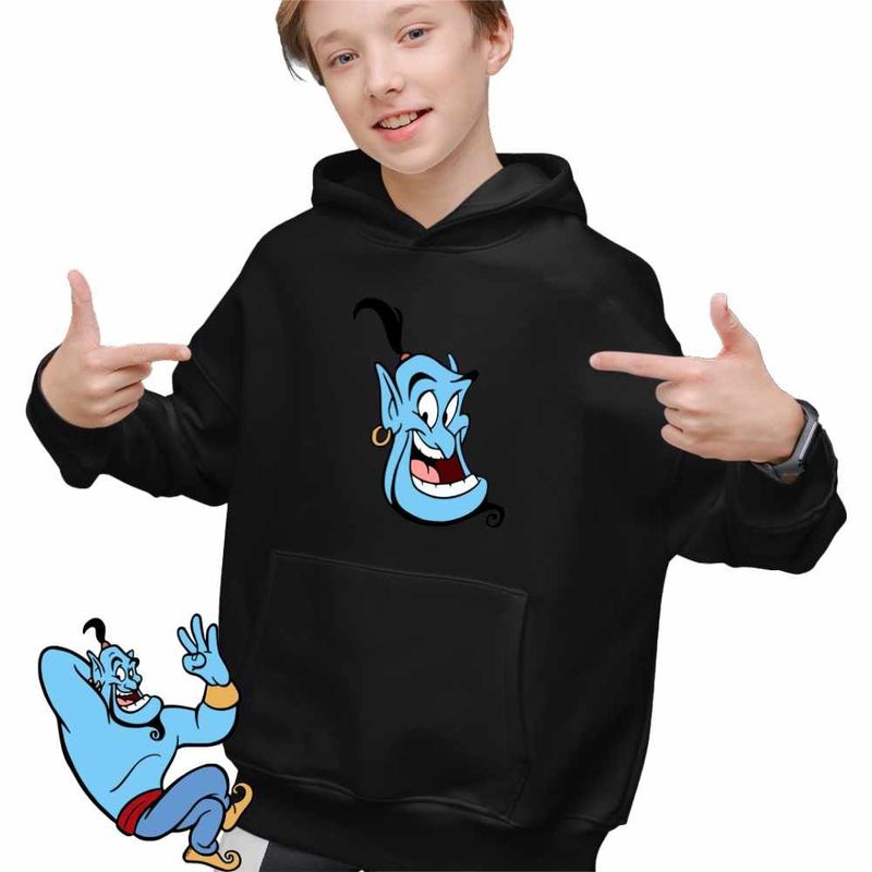 Fashion, accesorii si bijuterii - Copii - Imbracaminte copii - Pulovere si hanorace copii - Hanorac Copii Baieti Aladdin Genie Duh Lampa Fermecata Alibaba, negru, marime XS Copii - Infinity.ro