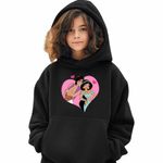 Fashion, accesorii si bijuterii - Copii - Imbracaminte copii - Pulovere si hanorace copii - Hanorac Copii Fete Aladdin Jasmine Valentines Day Love Dragobete Cuplu, negru, marime XS Copii - Infinity.ro
