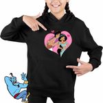 Fashion, accesorii si bijuterii - Copii - Imbracaminte copii - Pulovere si hanorace copii - Hanorac Copii Fete Aladdin Jasmine Valentines Day Love Dragobete Cuplu, negru, marime XS Copii - Infinity.ro