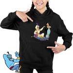 Fashion, accesorii si bijuterii - Copii - Imbracaminte copii - Pulovere si hanorace copii - Hanorac Copii Fete Aladdin Print Ali Jasmine Covor Fermecat Sultan, negru, marime XS Copii - Infinity.ro