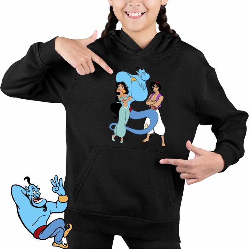 Fashion, accesorii si bijuterii - Copii - Imbracaminte copii - Pulovere si hanorace copii - Hanorac Copii Fete Aladdin Jasmine Aladdin Genie Duh, negru, marime XS Copii - Infinity.ro