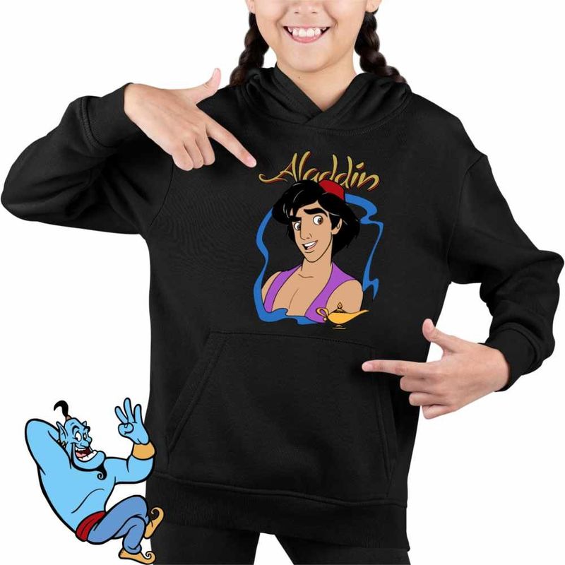 Fashion, accesorii si bijuterii - Copii - Imbracaminte copii - Pulovere si hanorace copii - Hanorac Copii Fete Aladdin Lampa Fermecata Ali Baba Aladin, negru, marime XS Copii - Infinity.ro