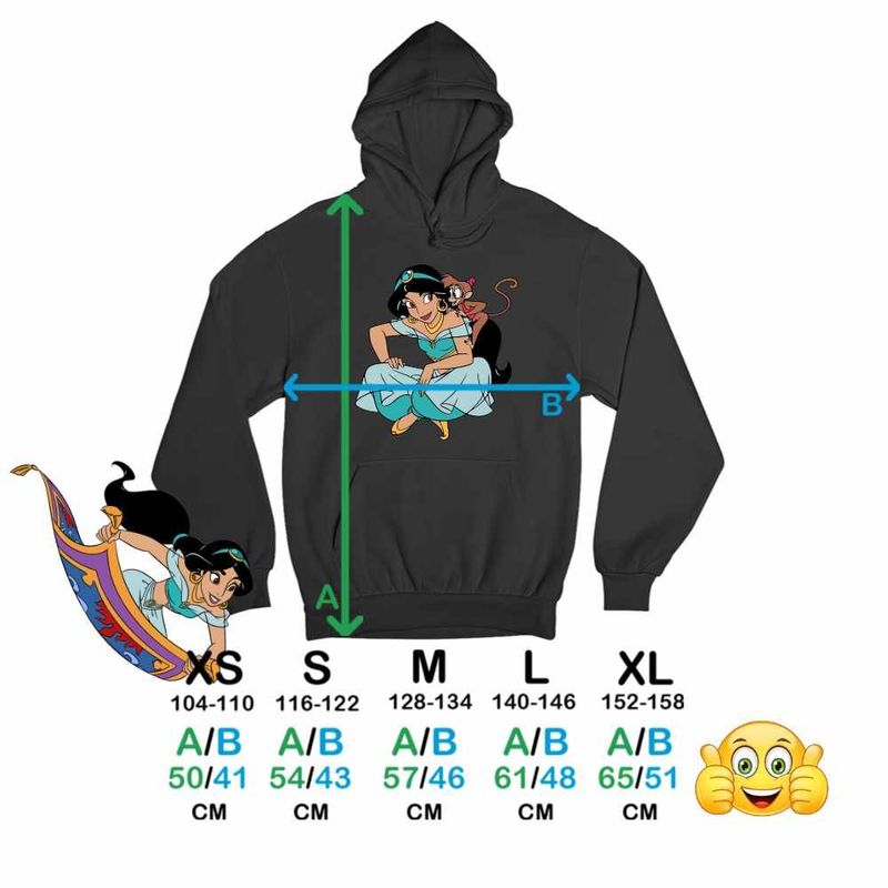 Fashion, accesorii si bijuterii - Copii - Imbracaminte copii - Pulovere si hanorace copii - Hanorac Copii Fete Aladdin Jasmine Abu Maimuta Aladin, negru, marime XS Copii - Infinity.ro