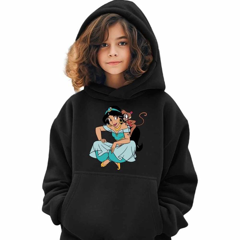Fashion, accesorii si bijuterii - Copii - Imbracaminte copii - Pulovere si hanorace copii - Hanorac Copii Fete Aladdin Jasmine Abu Maimuta Aladin, negru, marime XS Copii - Infinity.ro
