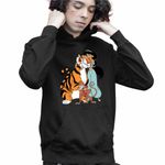 Fashion, accesorii si bijuterii - Copii - Imbracaminte copii - Pulovere si hanorace copii - Hanorac Copii Baieti Aladdin Jasmine Abu Rajah Tigru Imperial, negru, marime XS Copii - Infinity.ro
