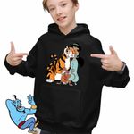 Fashion, accesorii si bijuterii - Copii - Imbracaminte copii - Pulovere si hanorace copii - Hanorac Copii Baieti Aladdin Jasmine Abu Rajah Tigru Imperial, negru, marime XS Copii - Infinity.ro