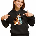 Fashion, accesorii si bijuterii - Copii - Imbracaminte copii - Pulovere si hanorace copii - Hanorac Copii Fete Aladdin Jasmine Abu Rajah Tigru Imperial, negru, marime XS Copii - Infinity.ro