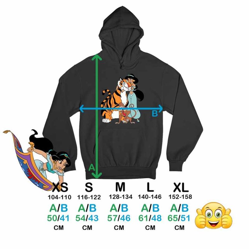 Fashion, accesorii si bijuterii - Copii - Imbracaminte copii - Pulovere si hanorace copii - Hanorac Copii Fete Aladdin Jasmine Abu Rajah Tigru Imperial, negru, marime XS Copii - Infinity.ro