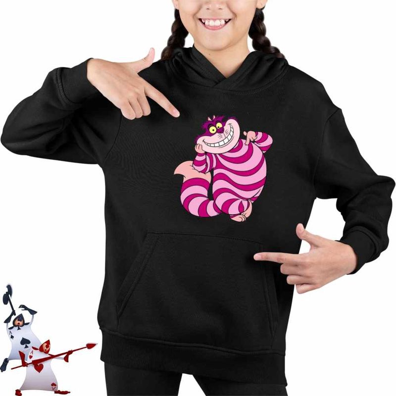 Fashion, accesorii si bijuterii - Copii - Imbracaminte copii - Pulovere si hanorace copii - Hanorac Copii Fete Alice Tara Minunilor Pisica Cheshire, negru, marime XS Copii - Infinity.ro