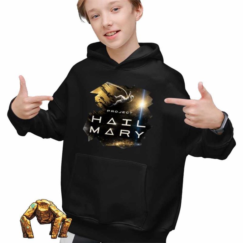 Fashion, accesorii si bijuterii - Copii - Imbracaminte copii - Pulovere si hanorace copii - Hanorac Copii Baieti Project Hail Mary Spaceship Mission Tau Ceti, negru, marime XS Copii - Infinity.ro