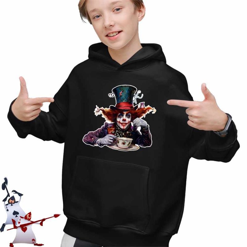 Fashion, accesorii si bijuterii - Copii - Imbracaminte copii - Pulovere si hanorace copii - Hanorac Copii Baieti Alice Tara Minunilor Palarierul Nebun, negru, marime XS Copii - Infinity.ro