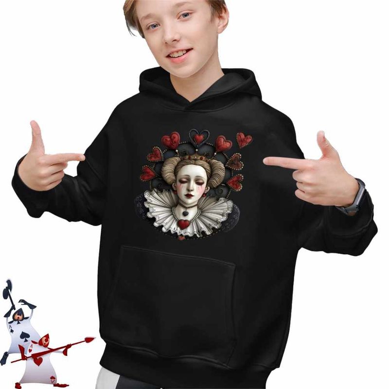 Fashion, accesorii si bijuterii - Copii - Imbracaminte copii - Pulovere si hanorace copii - Hanorac Copii Baieti Alice Tara Minunilor Regina de Cupa, negru, marime XS Copii - Infinity.ro