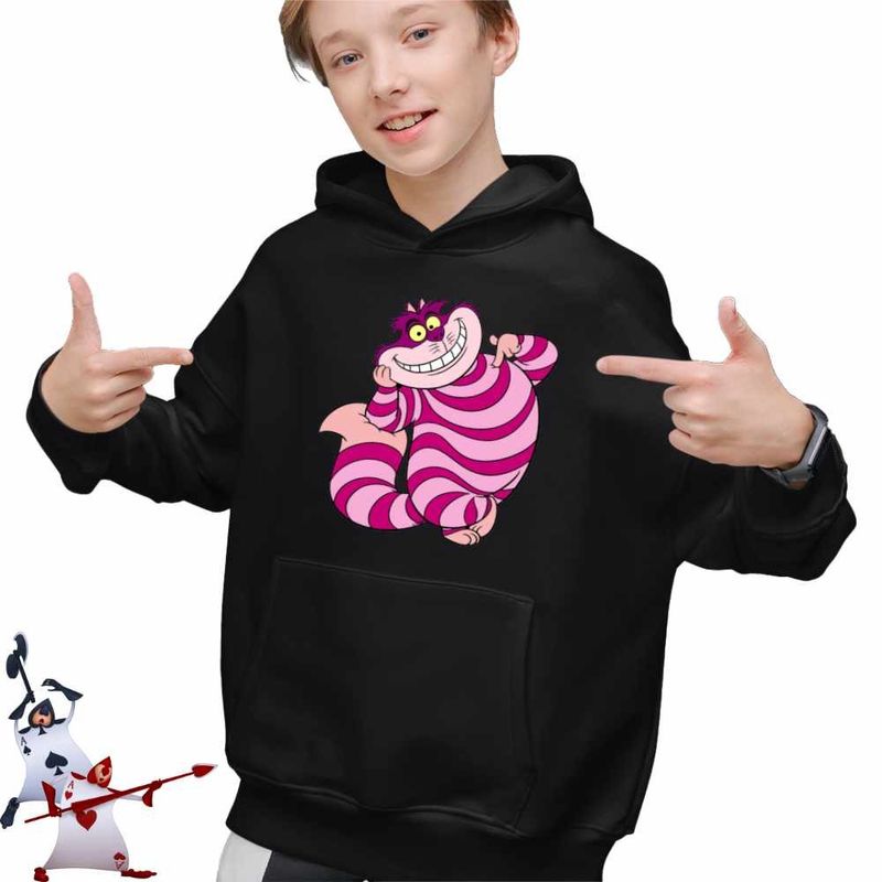 Fashion, accesorii si bijuterii - Copii - Imbracaminte copii - Pulovere si hanorace copii - Hanorac Copii Baieti Alice Tara Minunilor Pisica Cheshire, negru, marime XS Copii - Infinity.ro