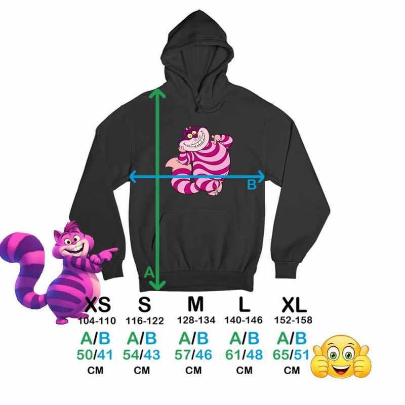 Fashion, accesorii si bijuterii - Copii - Imbracaminte copii - Pulovere si hanorace copii - Hanorac Copii Baieti Alice Tara Minunilor Pisica Cheshire, negru, marime XS Copii - Infinity.ro