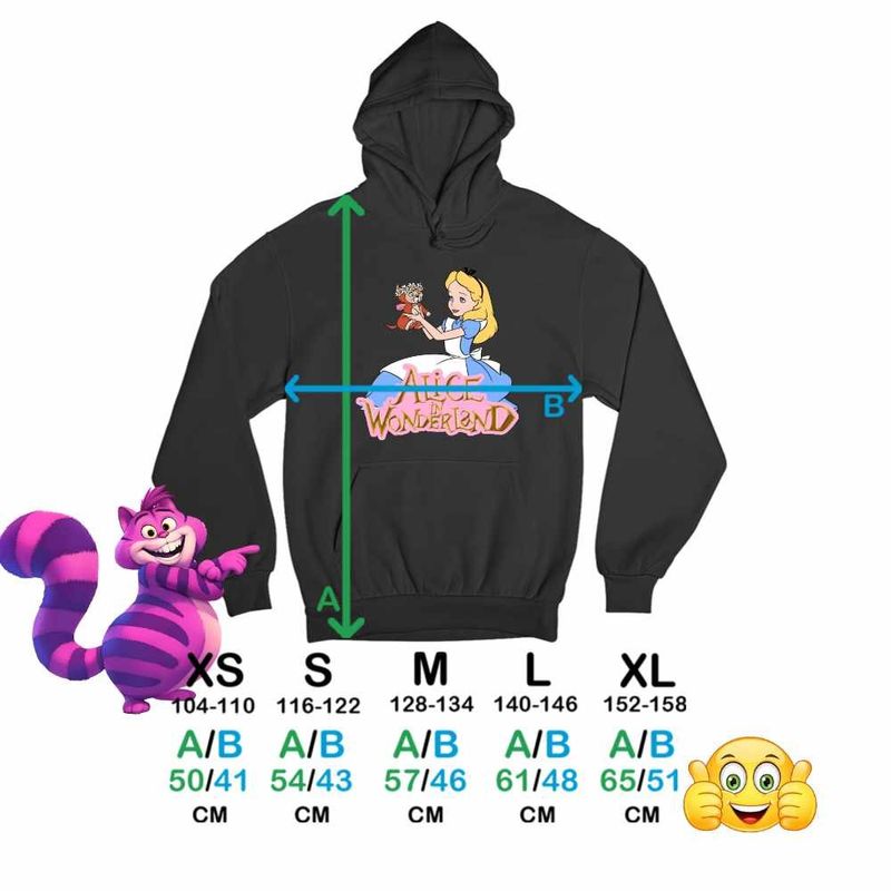Fashion, accesorii si bijuterii - Copii - Imbracaminte copii - Pulovere si hanorace copii - Hanorac Copii Baieti Alice Tara Minunilor Dinah, negru, marime XS Copii - Infinity.ro