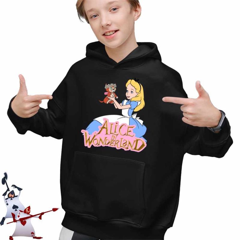 Fashion, accesorii si bijuterii - Copii - Imbracaminte copii - Pulovere si hanorace copii - Hanorac Copii Baieti Alice Tara Minunilor Dinah, negru, marime XS Copii - Infinity.ro