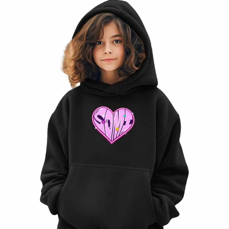 Fashion, accesorii si bijuterii - Copii - Imbracaminte copii - Pulovere si hanorace copii - Hanorac Copii Fete Jeon Somi Love Kpop Merch, negru, marime XS Copii - Infinity.ro