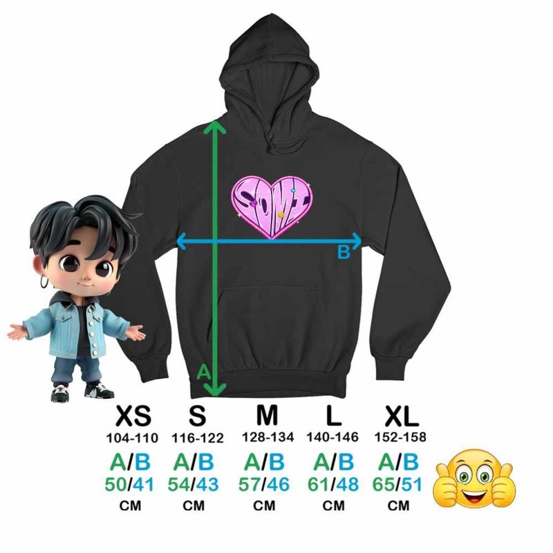 Fashion, accesorii si bijuterii - Copii - Imbracaminte copii - Pulovere si hanorace copii - Hanorac Copii Fete Jeon Somi Love Kpop Merch, negru, marime XS Copii - Infinity.ro
