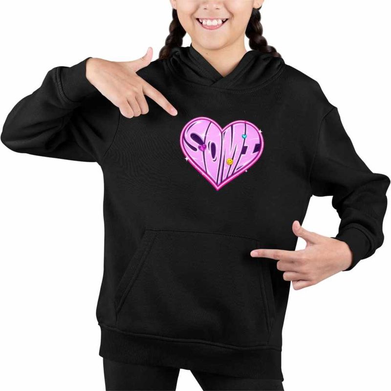 Fashion, accesorii si bijuterii - Copii - Imbracaminte copii - Pulovere si hanorace copii - Hanorac Copii Fete Jeon Somi Love Kpop Merch, negru, marime XS Copii - Infinity.ro