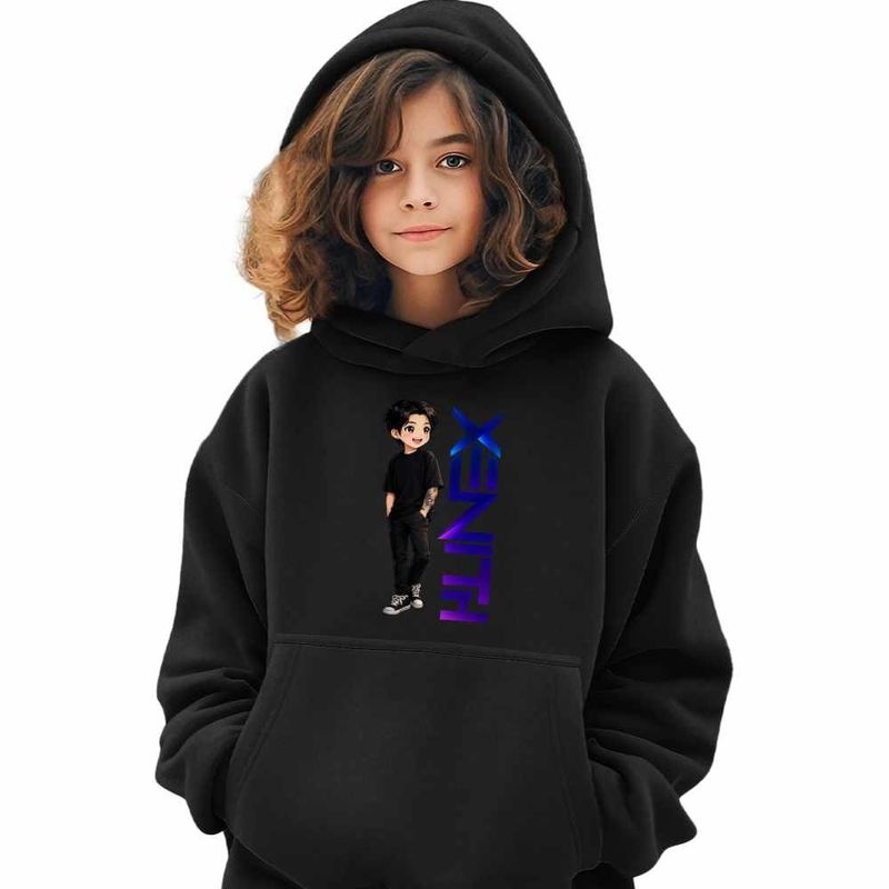 Fashion, accesorii si bijuterii - Copii - Imbracaminte copii - Pulovere si hanorace copii - Hanorac Copii Fete Xenith DJ Kpop Anime, negru, marime XS Copii - Infinity.ro