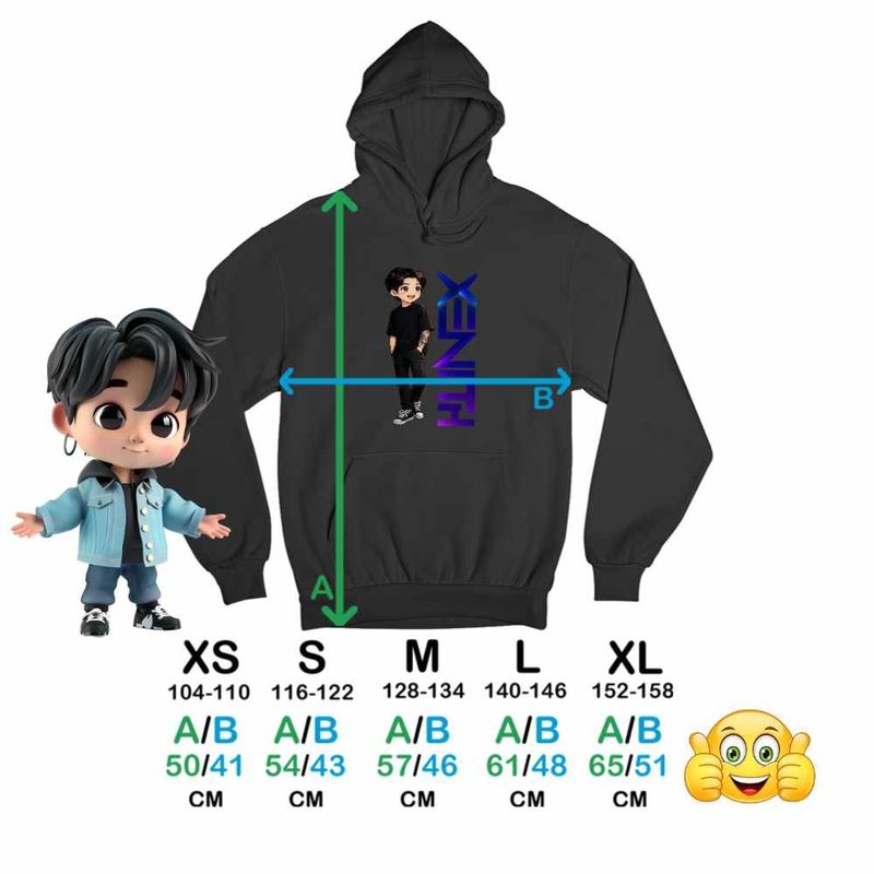 Fashion, accesorii si bijuterii - Copii - Imbracaminte copii - Pulovere si hanorace copii - Hanorac Copii Fete Xenith DJ Kpop Anime, negru, marime XS Copii - Infinity.ro