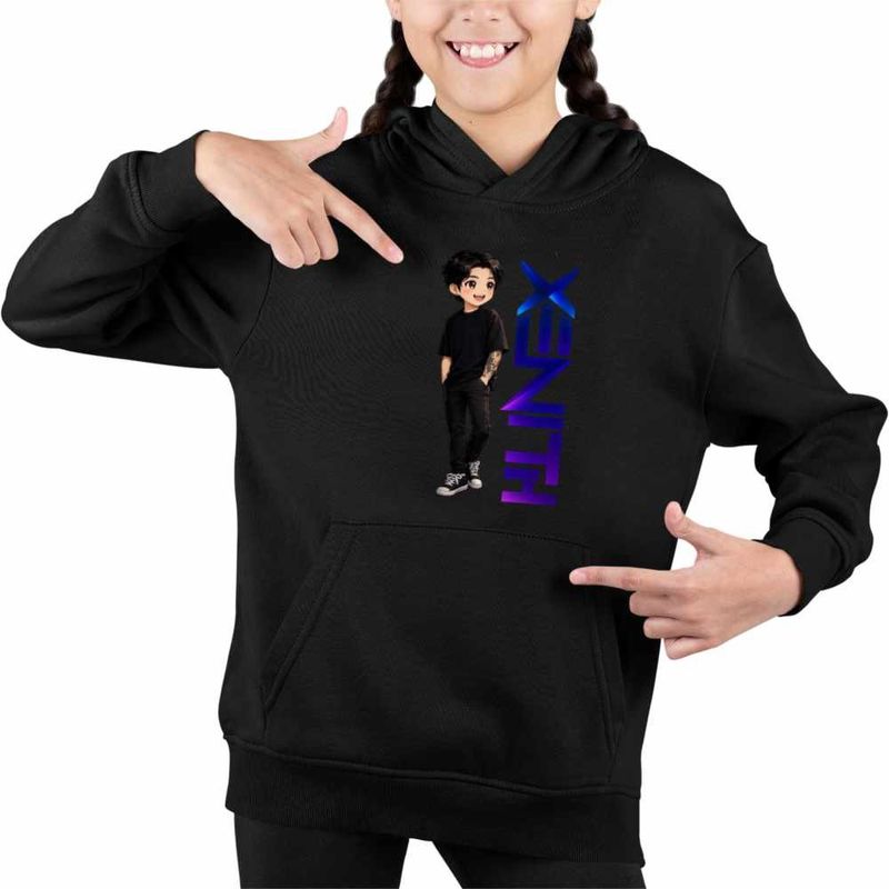 Fashion, accesorii si bijuterii - Copii - Imbracaminte copii - Pulovere si hanorace copii - Hanorac Copii Fete Xenith DJ Kpop Anime, negru, marime XS Copii - Infinity.ro