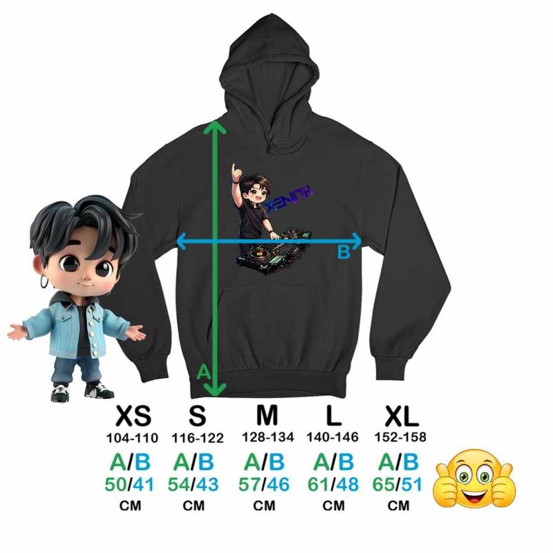 Fashion, accesorii si bijuterii - Copii - Imbracaminte copii - Pulovere si hanorace copii - Hanorac Copii Fete DJ Xenith K-pop Merch, negru, marime XS Copii - Infinity.ro
