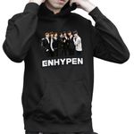 Fashion, accesorii si bijuterii - Copii - Imbracaminte copii - Pulovere si hanorace copii - Hanorac Copii Baieti Enhypen All Gang Kpop Merch, negru, marime XS Copii - Infinity.ro
