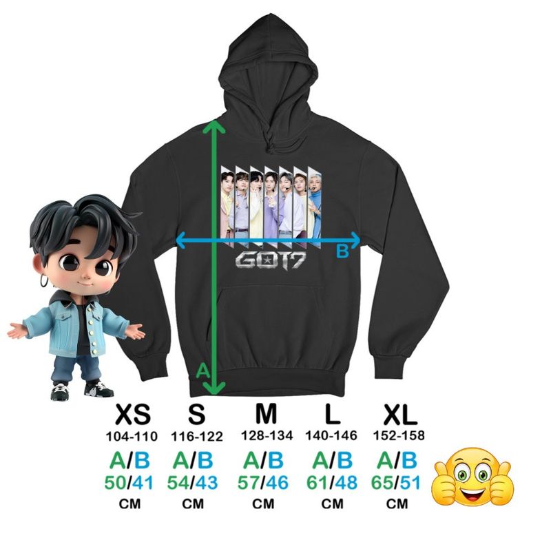 Fashion, accesorii si bijuterii - Copii - Imbracaminte copii - Pulovere si hanorace copii - Hanorac Copii Fete Got7 Kpop Jin-young, negru, marime XS Copii - Infinity.ro