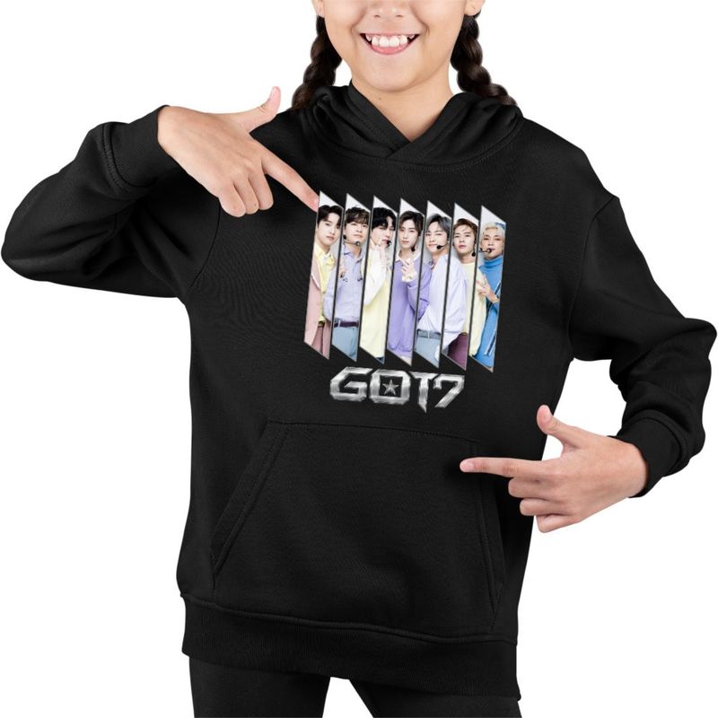 Fashion, accesorii si bijuterii - Copii - Imbracaminte copii - Pulovere si hanorace copii - Hanorac Copii Fete Got7 Kpop Jin-young, negru, marime XS Copii - Infinity.ro
