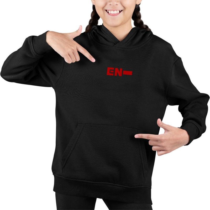Fashion, accesorii si bijuterii - Copii - Imbracaminte copii - Pulovere si hanorace copii - Hanorac Copii Fete Enhypen Merch Kpop, negru, marime XS Copii - Infinity.ro