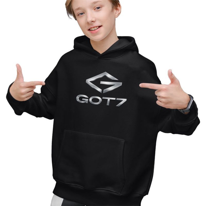 Fashion, accesorii si bijuterii - Copii - Imbracaminte copii - Pulovere si hanorace copii - Hanorac Copii Baieti Got7 Kpop Party, negru, marime XS Copii - Infinity.ro