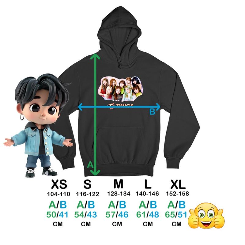 Fashion, accesorii si bijuterii - Copii - Imbracaminte copii - Pulovere si hanorace copii - Hanorac Copii Baieti Twice Jihyo Kpop Merch, negru, marime XS Copii - Infinity.ro
