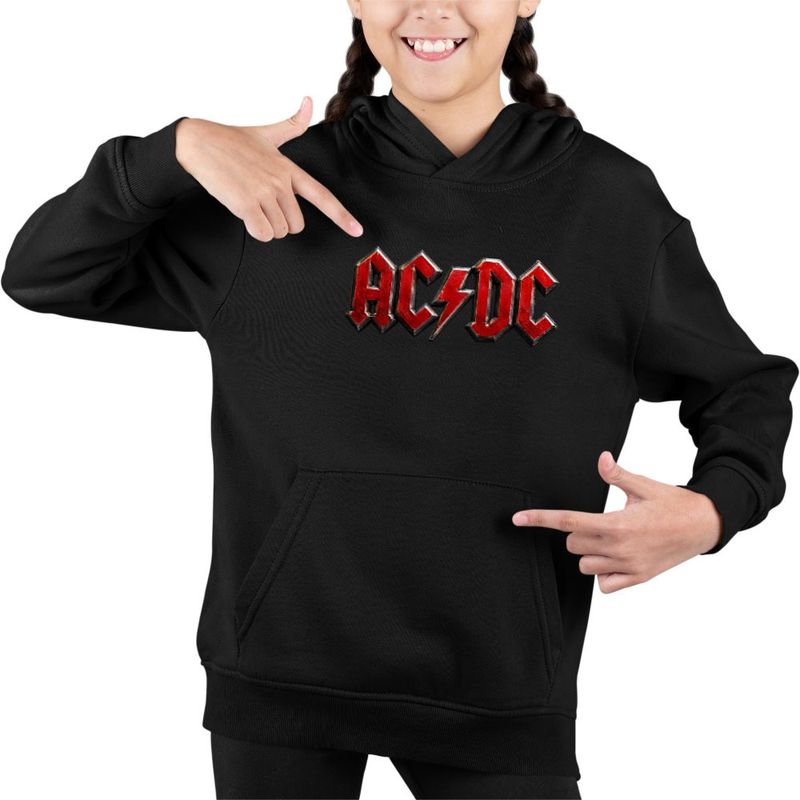 Fashion, accesorii si bijuterii - Copii - Imbracaminte copii - Pulovere si hanorace copii - Hanorac Copii Fete ACDC Rock Party AC DC Merch, negru, marime XS Copii - Infinity.ro