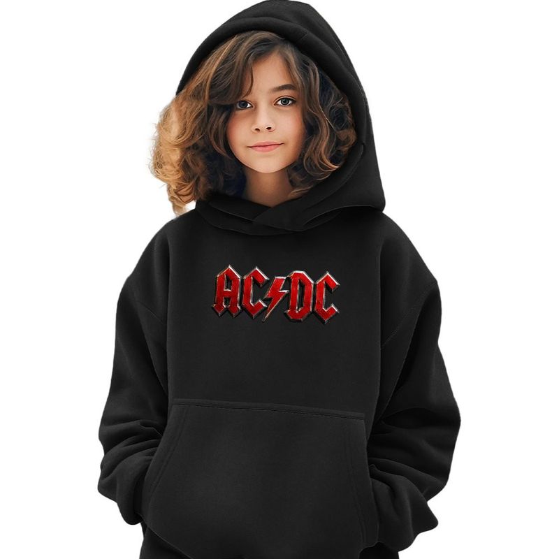 Fashion, accesorii si bijuterii - Copii - Imbracaminte copii - Pulovere si hanorace copii - Hanorac Copii Fete ACDC Rock Party AC DC Merch, negru, marime XS Copii - Infinity.ro