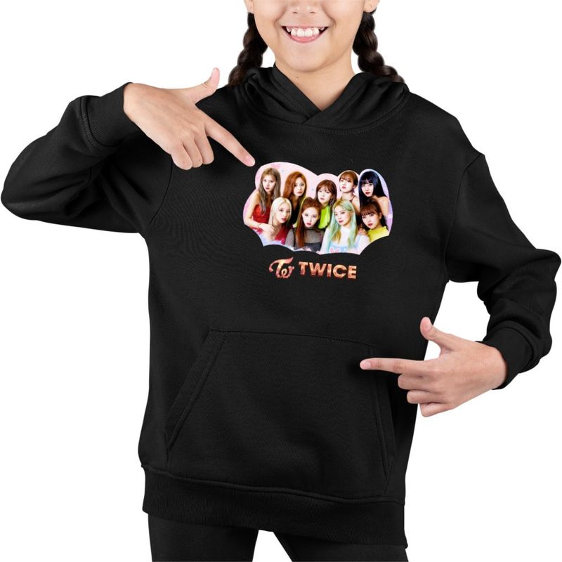 Fashion, accesorii si bijuterii - Copii - Imbracaminte copii - Pulovere si hanorace copii - Hanorac Copii Fete Twice Jihyo Kpop Merch, negru, marime XS Copii - Infinity.ro