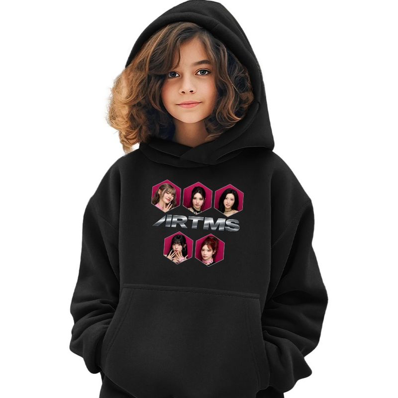 Fashion, accesorii si bijuterii - Copii - Imbracaminte copii - Pulovere si hanorace copii - Hanorac Copii Fete Artms Cool Vibe Kpop Merch, negru, marime XS Copii - Infinity.ro