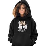 Fashion, accesorii si bijuterii - Copii - Imbracaminte copii - Pulovere si hanorace copii - Hanorac Copii Fete Got7 Kpop Merch Cartoon, negru, marime XS Copii - Infinity.ro