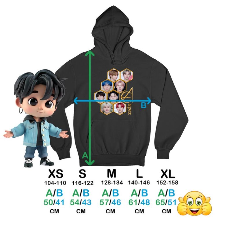 Fashion, accesorii si bijuterii - Copii - Imbracaminte copii - Pulovere si hanorace copii - Hanorac Copii Baieti Epex All Gang Kpop Merch, negru, marime XS Copii - Infinity.ro