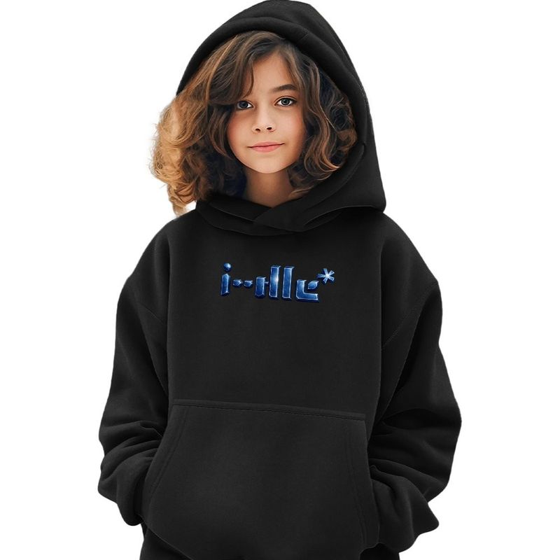 Fashion, accesorii si bijuterii - Copii - Imbracaminte copii - Pulovere si hanorace copii - Hanorac Copii Fete I-dle Korea Kpop Merch Bts GI-dle, negru, marime XS Copii - Infinity.ro