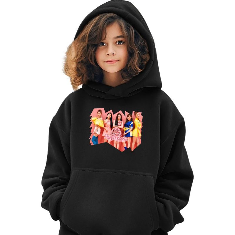 Fashion, accesorii si bijuterii - Copii - Imbracaminte copii - Pulovere si hanorace copii - Hanorac Copii Fete Red Velvet Kpop Merch, negru, marime XS Copii - Infinity.ro