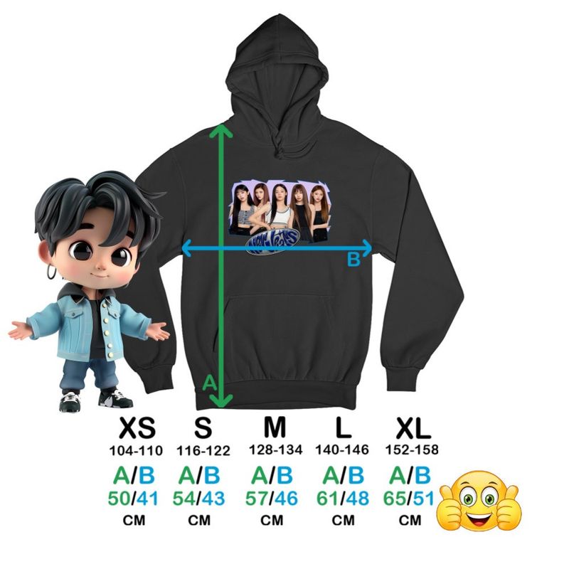 Fashion, accesorii si bijuterii - Copii - Imbracaminte copii - Pulovere si hanorace copii - Hanorac Copii Baieti NewJeans Minji Hanni Kpop Merch, negru, marime XS Copii - Infinity.ro