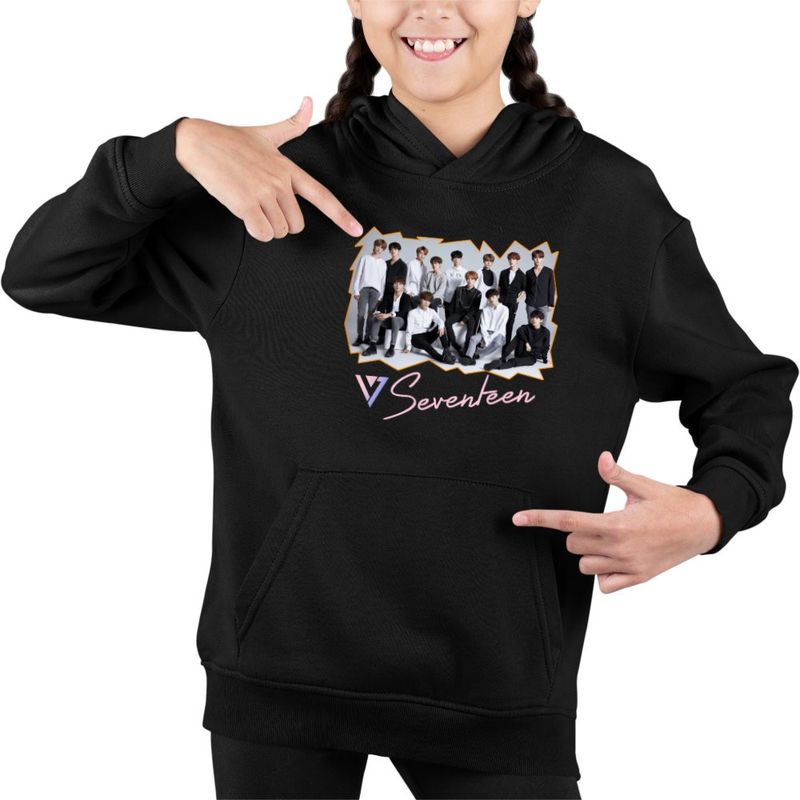 Fashion, accesorii si bijuterii - Copii - Imbracaminte copii - Pulovere si hanorace copii - Hanorac Copii Fete Seventeen All Gang Merch, negru, marime XS Copii - Infinity.ro