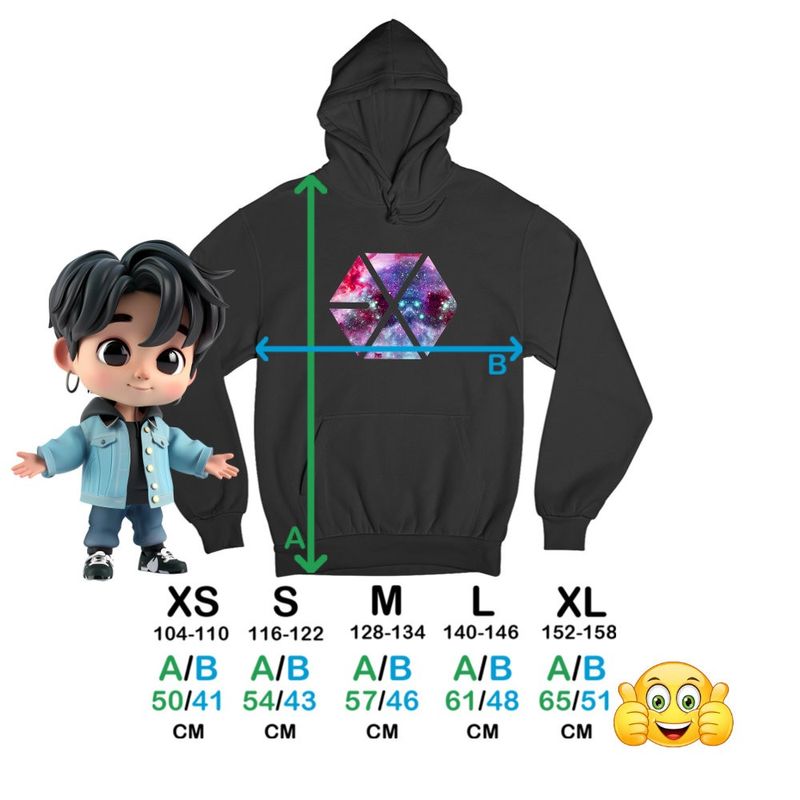 Fashion, accesorii si bijuterii - Copii - Imbracaminte copii - Pulovere si hanorace copii - Hanorac Copii Baieti EXO Kpop Cosmos Vibe Merch, negru, marime XS Copii - Infinity.ro