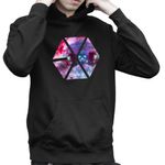 Fashion, accesorii si bijuterii - Copii - Imbracaminte copii - Pulovere si hanorace copii - Hanorac Copii Baieti EXO Kpop Cosmos Vibe Merch, negru, marime XS Copii - Infinity.ro