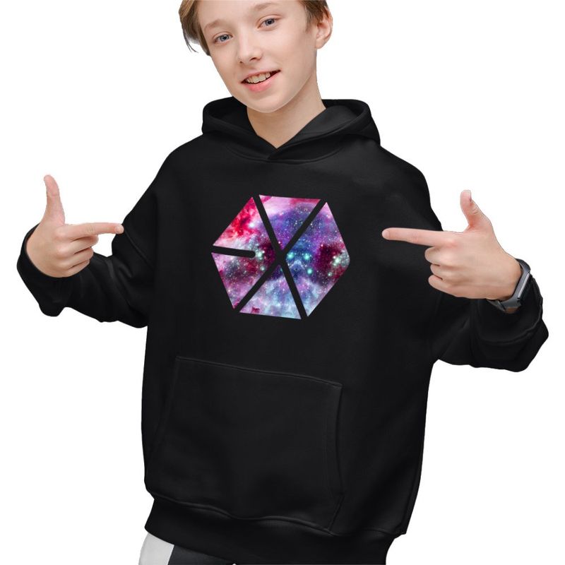 Fashion, accesorii si bijuterii - Copii - Imbracaminte copii - Pulovere si hanorace copii - Hanorac Copii Baieti EXO Kpop Cosmos Vibe Merch, negru, marime XS Copii - Infinity.ro