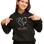 Fashion, accesorii si bijuterii - Copii - Imbracaminte copii - Pulovere si hanorace copii - Hanorac Copii Fete Xlov Heart Kpop Merch, negru, marime XS Copii - Infinity.ro